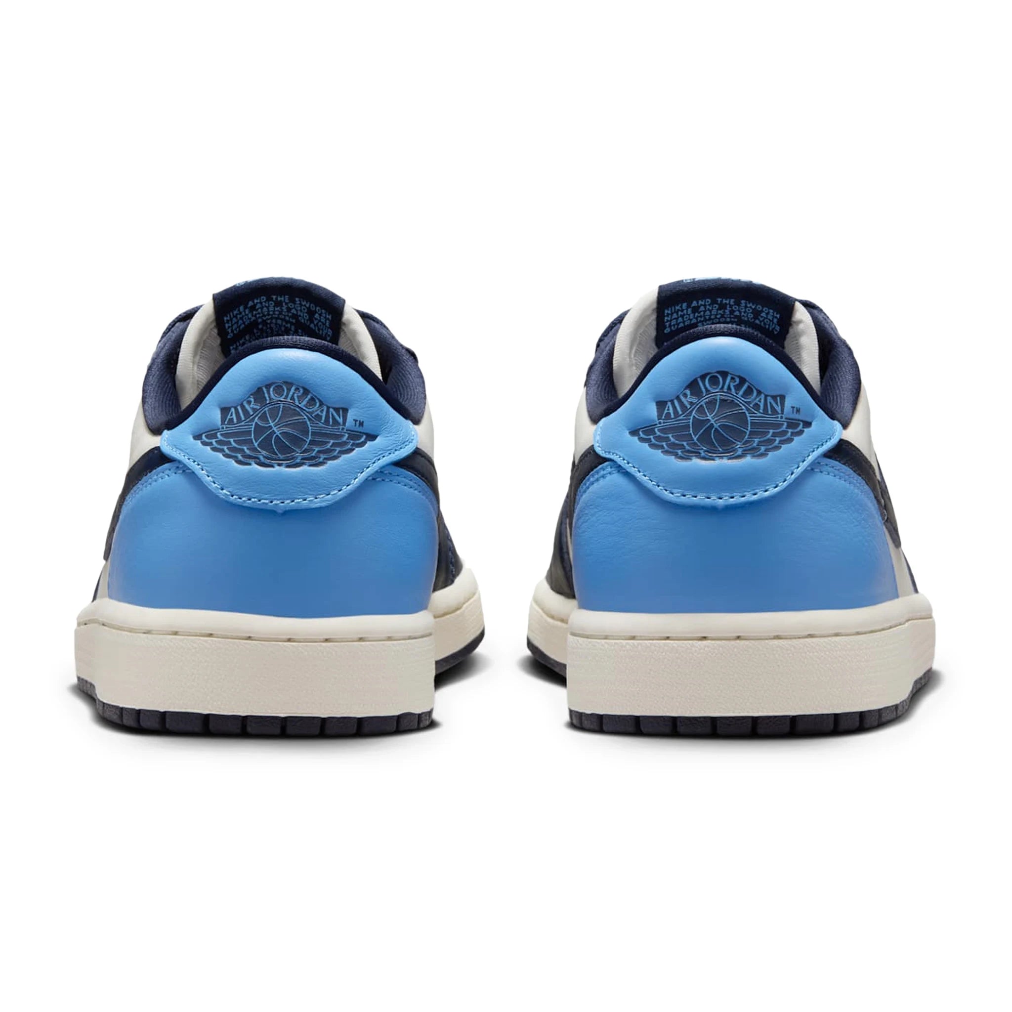 Heel view of Air Jordan 1 Low OG Obsidian UNC CZ0790-400